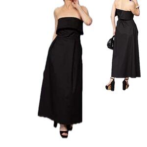 The Drop Carla Rockmore Black Strapless Dress With Overlay detail Size Small